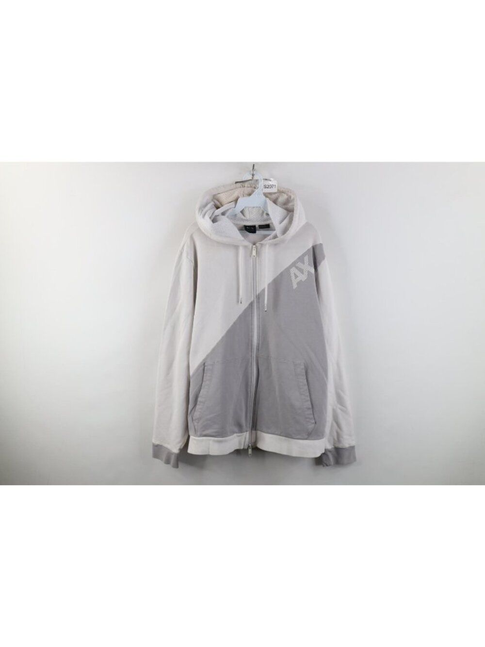 Armani Exchange Mens 2XL Spell Out Color Block French Terry Hoodie Sweatshirt